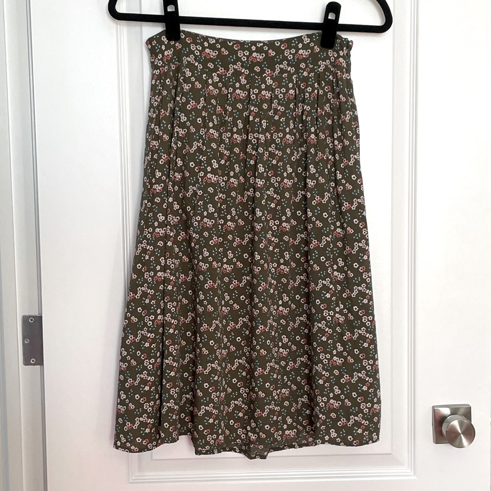 Twik Muted Olive Floral Print Skirt